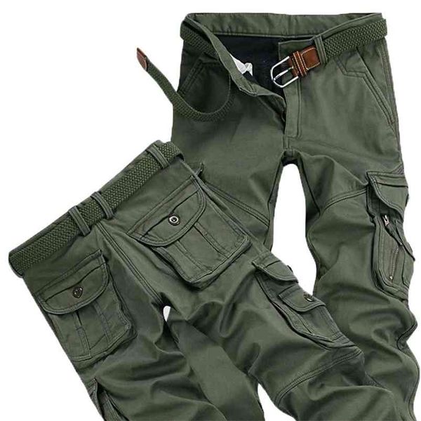 

mens workwear casual pants cargo pockets trouser plus size 42 fashion loose baggy jogger worker pants 210715, Black