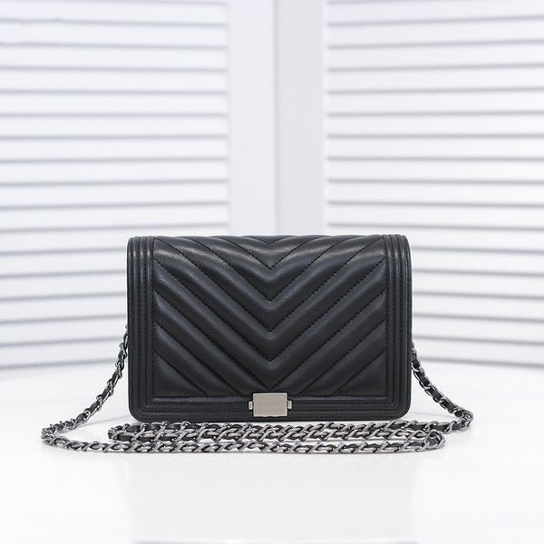 

luxurys designers bags channel women bags handbags919 fashion chain shoulder bag classic v lattice handbag lambskin & silver -black