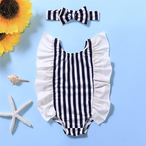 

one piece swimsuit fashion casual kids baby ruffle stripe summer swimwear sleeveless sweet swimsuits comfortable bathing outfits, Black