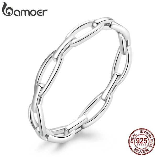 

cluster rings bamoer 925 sterling silver bohemian style geometric chain ring for women simple design statement jewelry party gift, Golden;silver