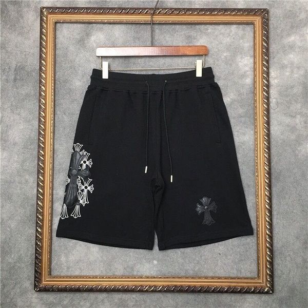 

crosin nph summer fashion brand new guard three dimensional embroidery leather cross shorts loose men's and wo, White;black