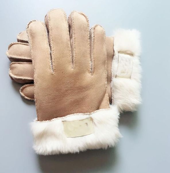 

2021 new brand design faux fur style glove for women winter outdoor warm five fingers artificial leather gloves wholesale 33, Blue;gray