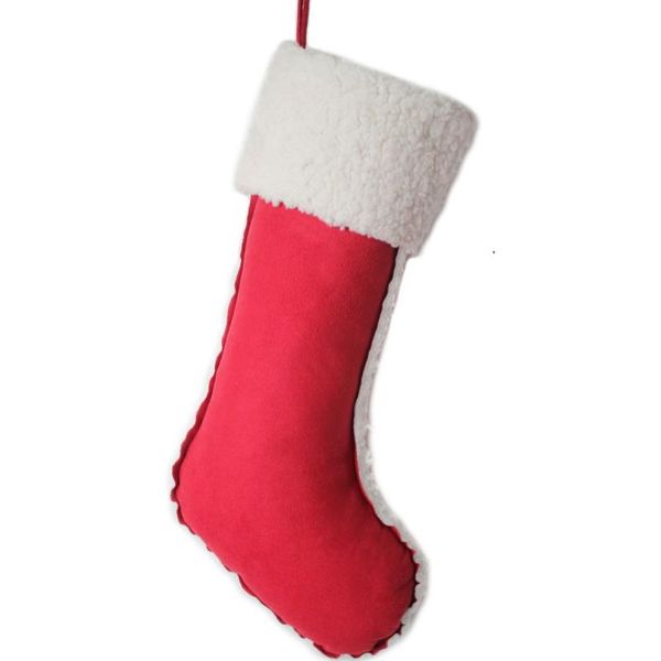 

christmas decorations / socks suede with sherpa stockings red grey