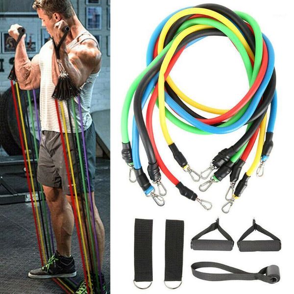 

integrated fitness equip 11pcs / set natural rubber latex yoga re sistance bands exercise elastic pul stretch training home gyms workout ela