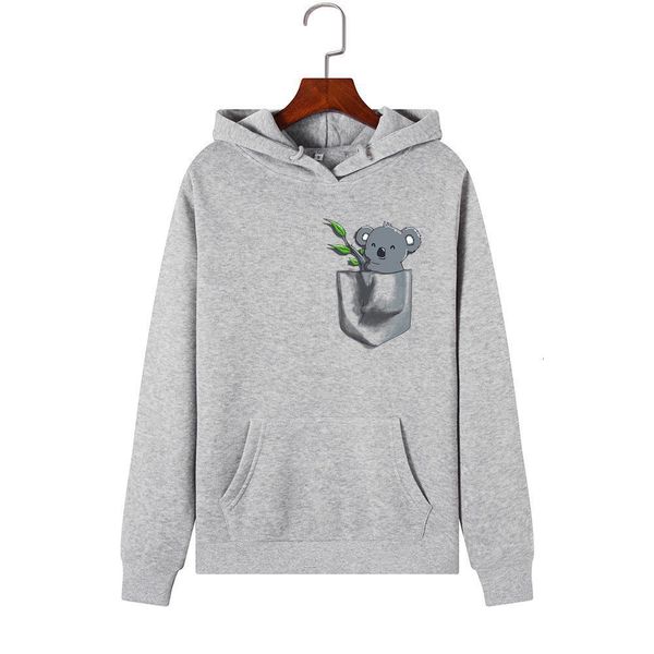 

hoodies women 2021 brand female long sleeve cute animal koala print hooded sweatshirt tracksuit pullover casual sportswear s-3xl, Black