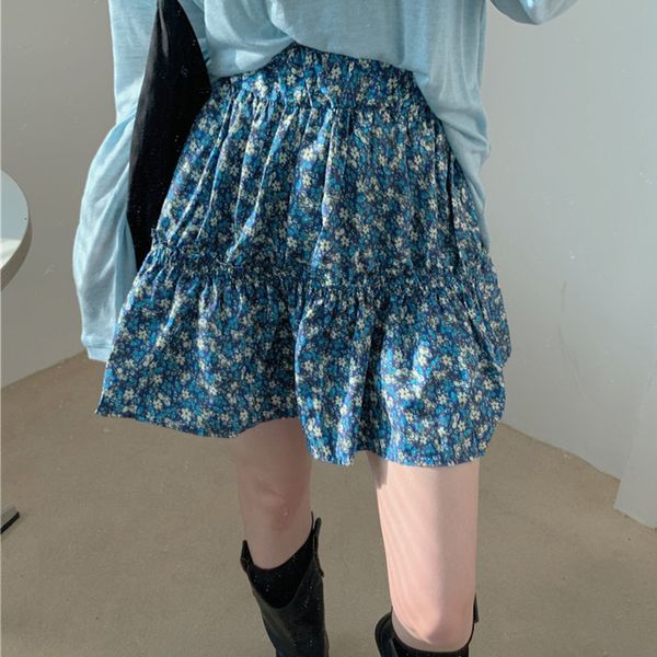 

spring 2021 new high-waisted thin flower mini skirt qn75, Black