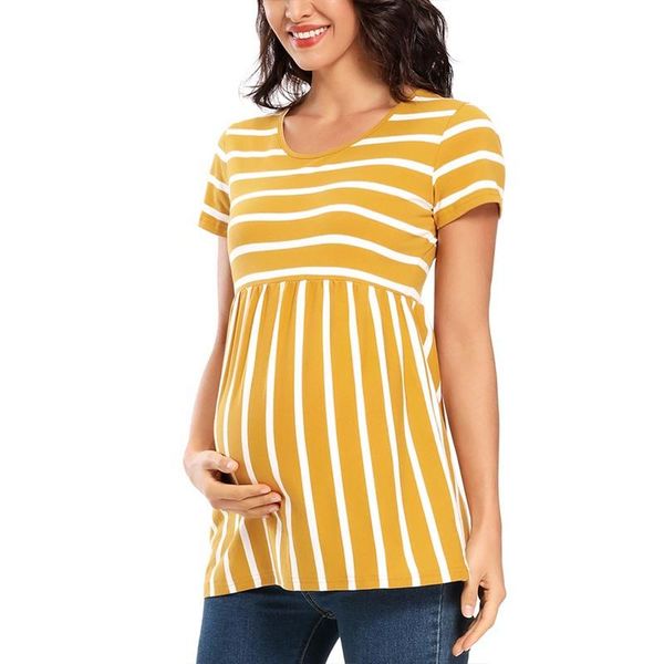

maternity & tees gleeter women short sleeves pregnant summer t-shirts pregnancy striped elegant clothing, White