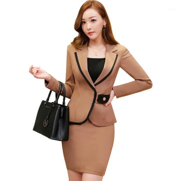 

two piece dress women blazer suit skirt set black/coffee long sleeve v-neck waist retraction mini ol commute office lady work formal, White