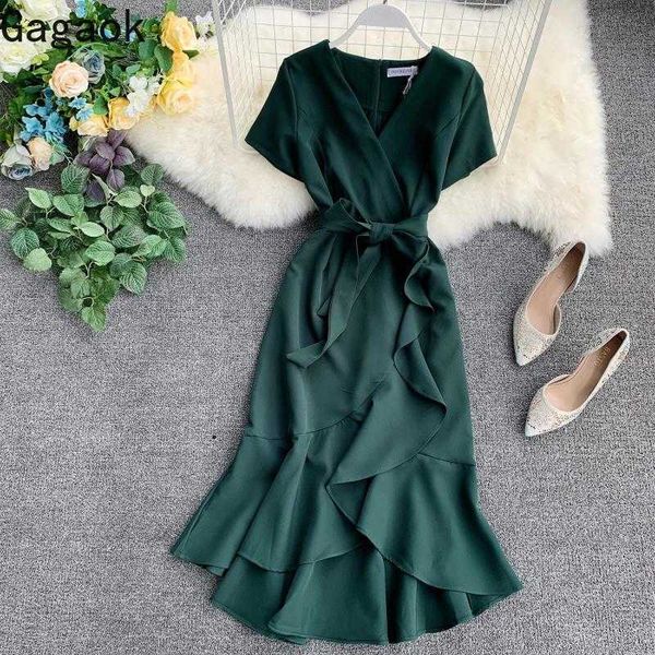 

women office lady dress early spring solid v-neck empire a-line lace up slim bodycon female fashion dresses 210531, Black;gray