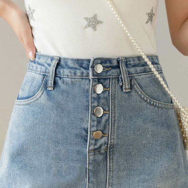 

hip hop fashion women's denim with buttocks spring summer 2021 lace versatile high waist a-line skirt k, Blue