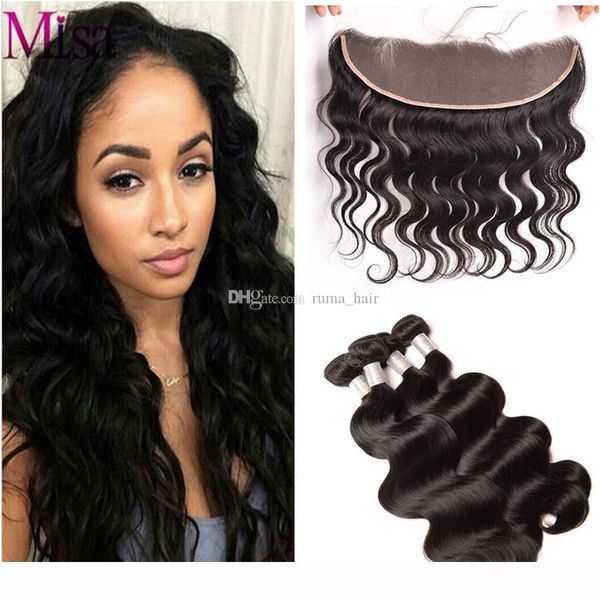 

body wave human hair lace frontal with bundles new arrive brazilian virgin hair 13*4 ear to ear lace frontal with body wave hair, Black;brown