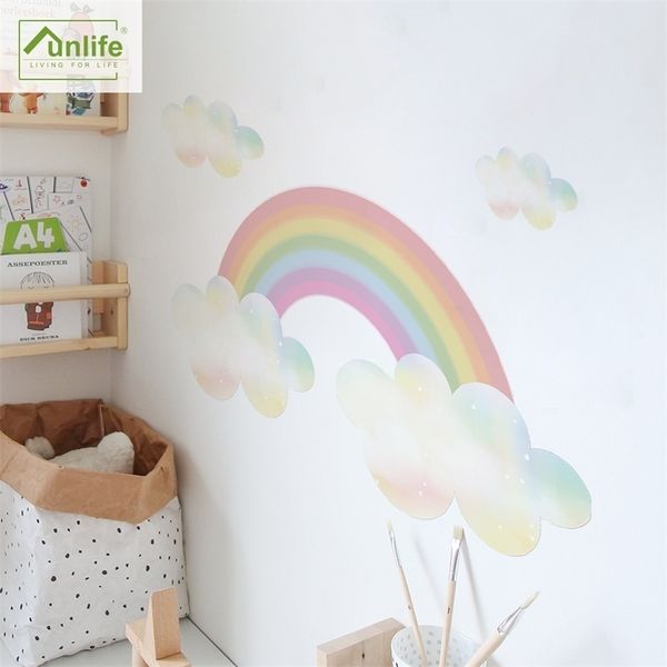 Funlife Dream Rainbow Wallpaper Adesivo da parete per bambini Peel Stick Decalcomanie in PVC ecologiche rimovibili per la cameretta dei bambini Decration 211124