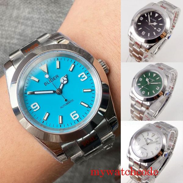 

wristwatches 36mm/39mm black blue white green dial sapphire crystal automatic men watch japan nh35 miyota 8215 movement luminous, Slivery;brown