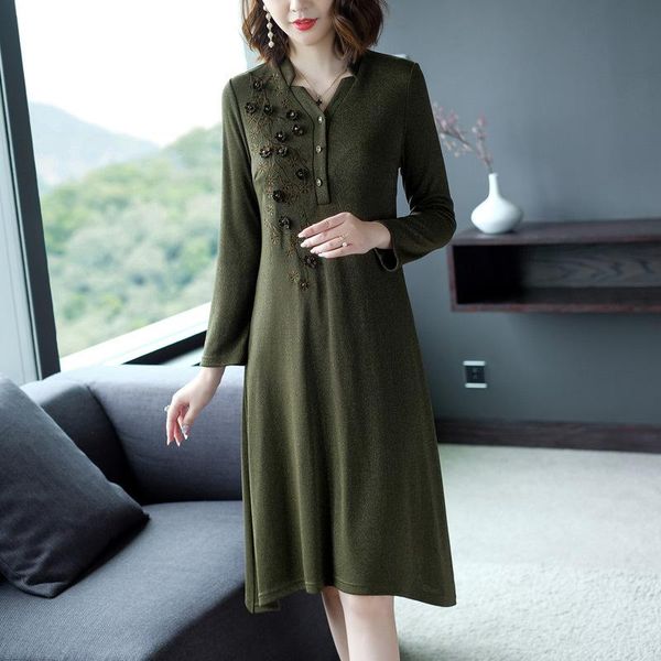 

casual dresses fashion women long sweater dress plus size clothing female hand made beading sleeve knitted pullover 4xl, Black;gray
