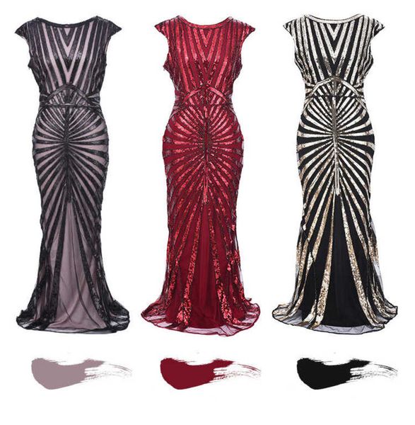 

women's beaded women's banquet temperament fishtail long dress, White;black