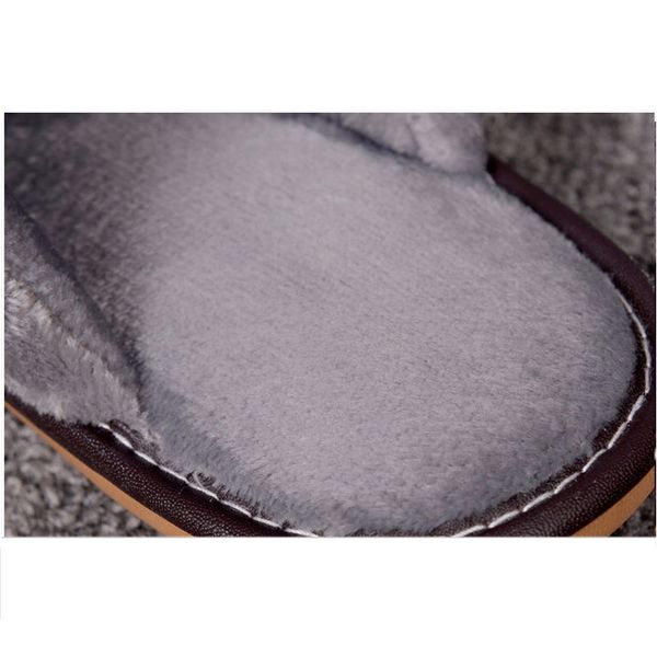 

genuine leather female slippers winter furry cotton shoes non-slip house slippers comfortable warm 2020 woman shoes waterproof, Black