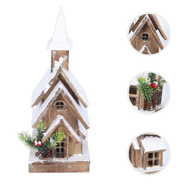 

christmas decorations 1pc luminous wooden house ornament scene decor desktop