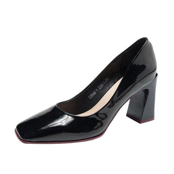 

dress shoes 2021 autumn women's pumps slip-on solid shallow square toe fashion elegant high heels heel all-match, Black