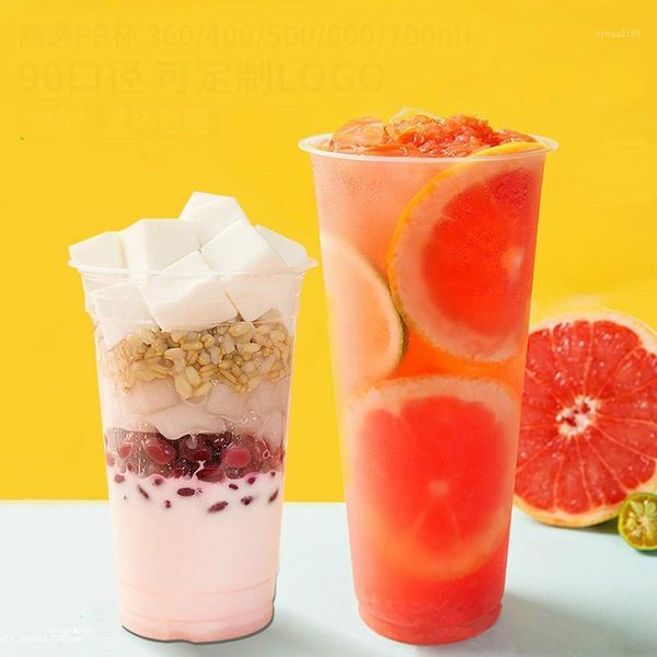 

packaging dinner service disposable coffee milk cup drink juice with lid 700ml500 cold 90 caliber high transparent1