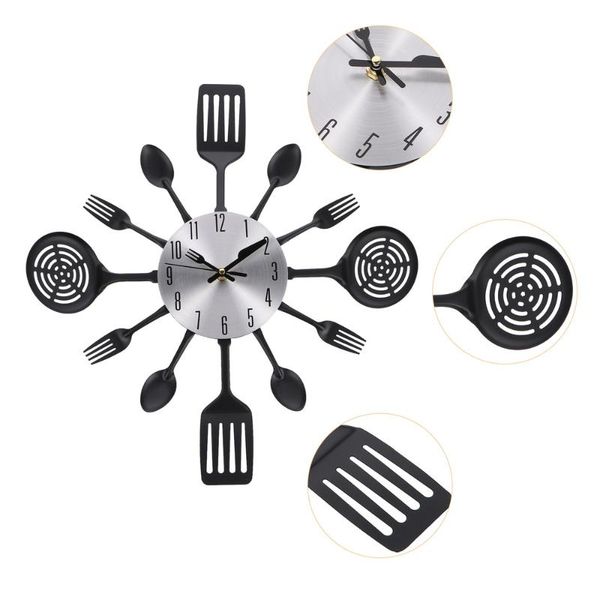 

1pc creative wall hanging clock kitchen cutlery wall clock with forks and spoons