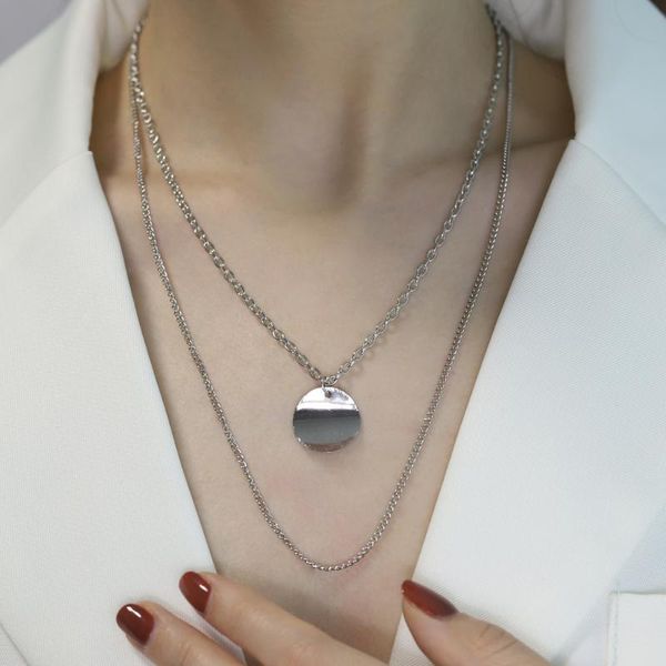 

chokers punk multilayered gold chunky chain choker necklace for women fashion irregular round pendant 2021 trend jewelry, Golden;silver