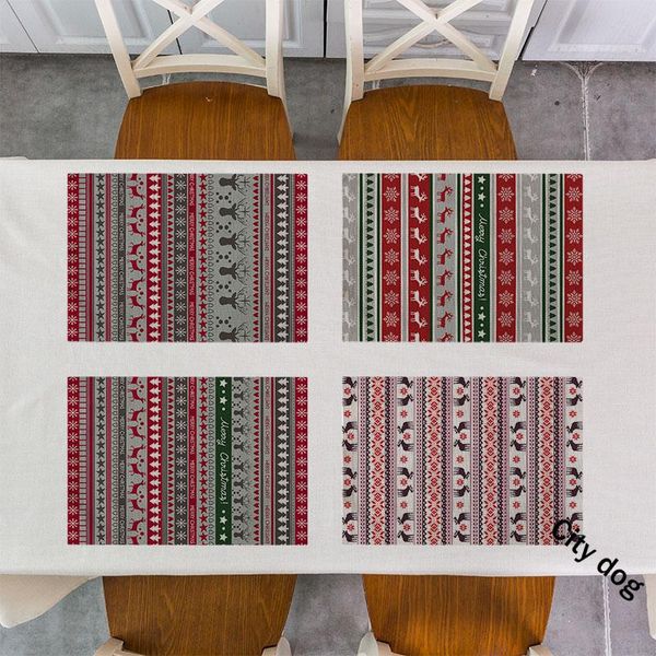 

mats & pads merry christmas waterproof linen decoration placemat kitchen dining table mat cup home decor