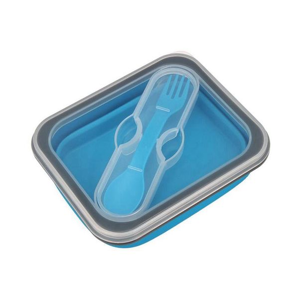 

storage bottles & jars simple style silicone lunch box single grid collapsible portable food containers with lid 600ml