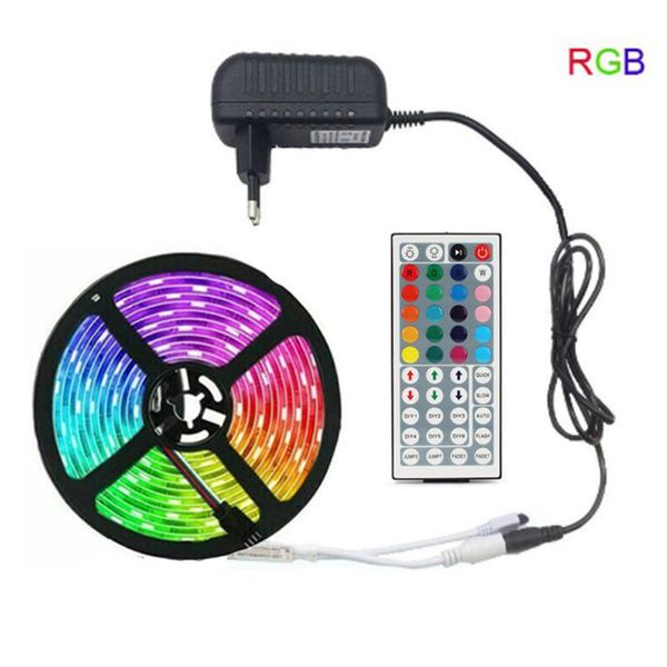 

strips rgb led strip light 5m 60leds/m smd 2835 dc 12v +controller+12v 2a driver