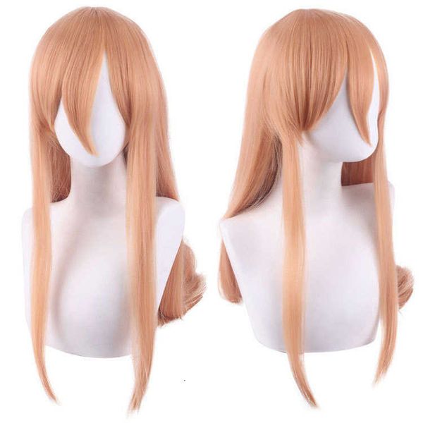 

master santa cosplay wig chainsaw man pawa orange pink two-color 70cm, Black