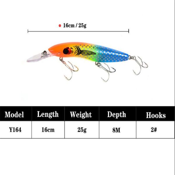

new arrive 16cm 25g big fishing lure wobbler quality hard bait with 2# high carbon hook boat trolling sea fishing bio jllefb