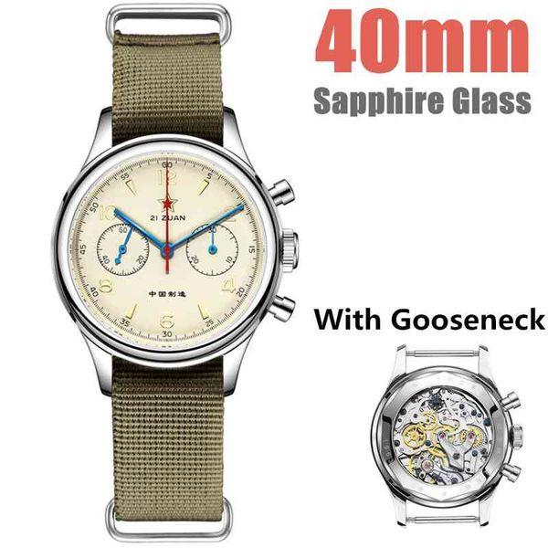 

42mm 40mm 38mm vintage chronograph red star 1963 men's mechanical watches sea-gull movement nato nylon strap assistir homens