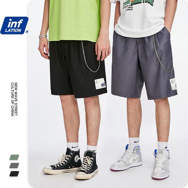 

men's pants products in spring and summer 2021 fashion brand simple solid color tooling casual straight tube loose suit shorts, Black