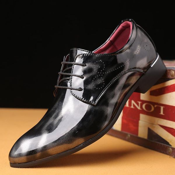 

spring and autumn men's pointed shoes trend big size business men's shoes, Black