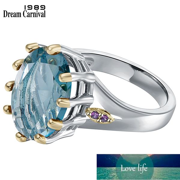 DreamCarnival Nuovo anello nuziale solitario con zirconi blu polverosi per donna Taglio delicato Abbagliante gioielli da sposa caldi WA11876BL Prezzo di fabbrica design esperto Qualità