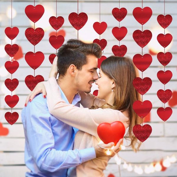 

decorative objects & figurines heart hanging garland string wall decoration rope charm diy curtain felt non-woven for home wedding party val