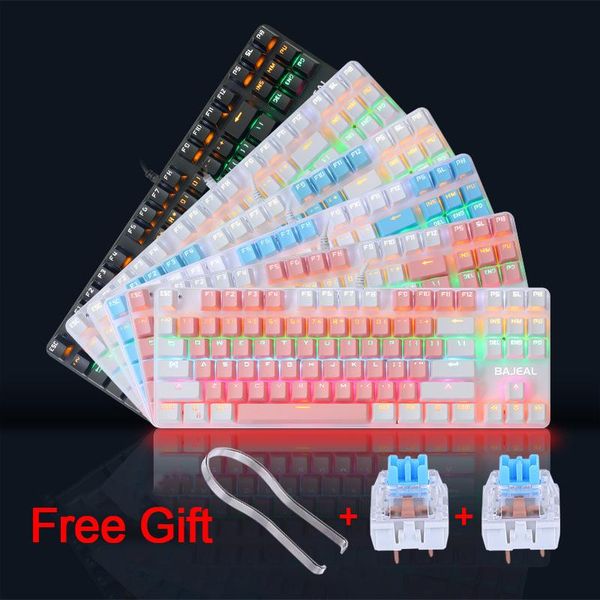 

k100 led mechanical keyboard 87 keys usb wired gaming keyboards for tablet deskt