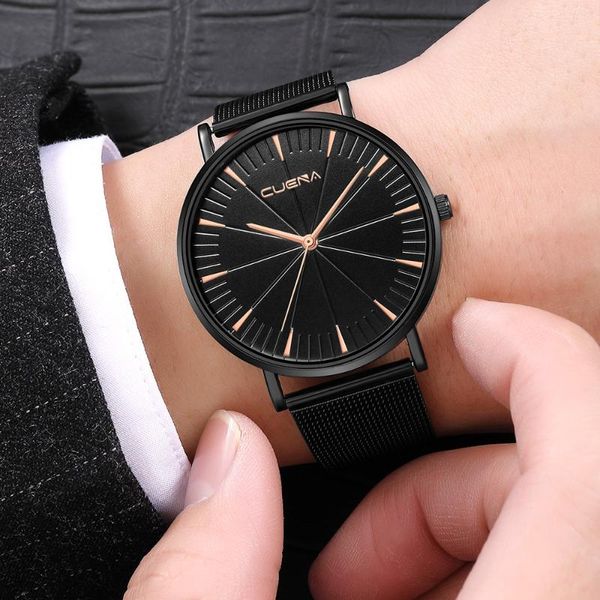 

wristwatches minimalist men watch ultra thin wristwatch for man stainless steel mesh belt mens quartz wrist relojes de hombre, Slivery;brown