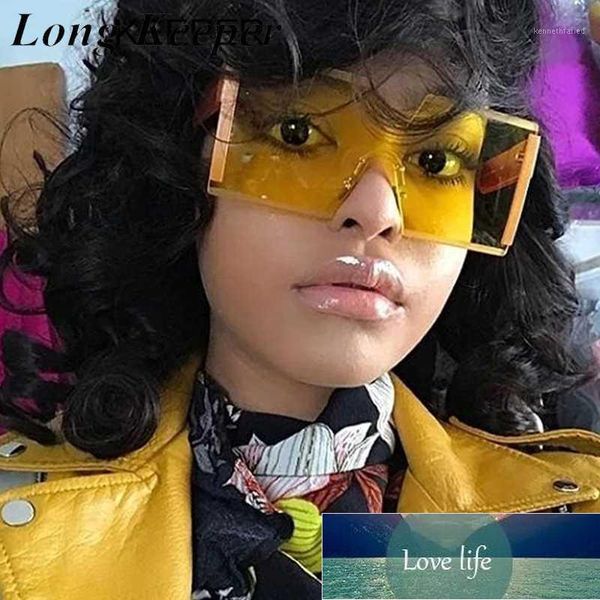 

sunglasses oversized square women men rimless flat one piece sun glasses female shades yellow oculos1 factory price expert design quality la, White;black