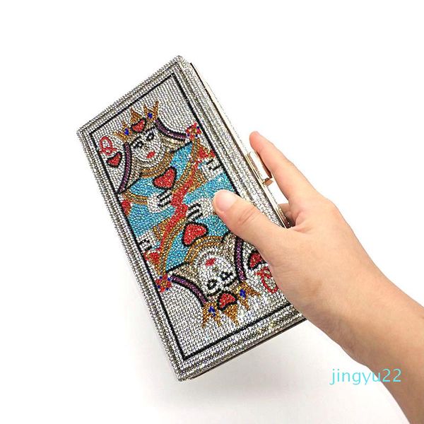 

designer-evening bags fashion women party shoulder bag crystal queen cross body q playing cards purses