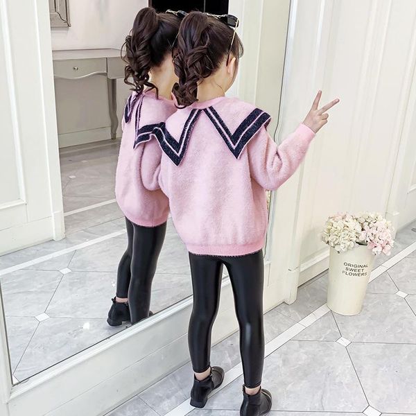 

pullover 2021 fall winter children knit crewneckshirt girls daily simplicity sweater teenage casual elegant clothes kids top, Blue