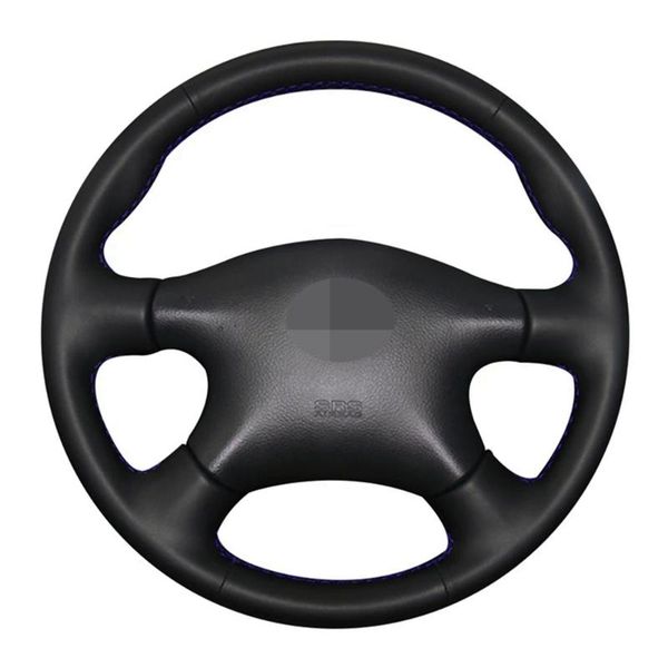 

steering wheel covers car cover hand-stitched black genuine leather for almera n16 pathfinder primera paladin x-trail