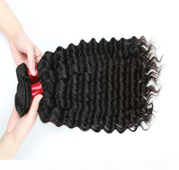 

deep wave hair weft 3 bundles peruvian indian malaysian beautiful 100% virgin human hair extensions black color 8-28inch
