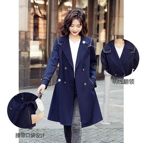 

women's trench coats women 's windbreaker 2021autumn korean style young and middle-aged lapel long-sleeved cardigan casual jacket, Tan;black