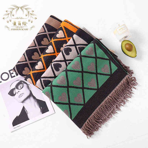 

scarves love imitation cashmere for women to keep warm in autumn winter japan and south korea sweet bib long scarf shawl, Blue;gray