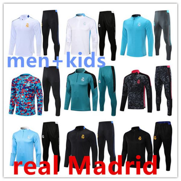 

21/22 real madrid tracksuit training suit men and kids set chandal futbol 2021 2022 youth survÃªtement, Black