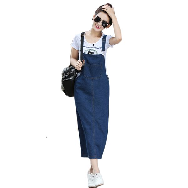 

2021 new fashion overalls vestidos long denim women summer plus size sun jeans es femme sleeveless strap 402 2dec, Black;gray