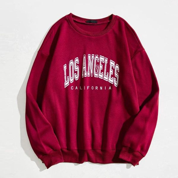 

women's hoodies & sweatshirts los angeles letter print sweatshirt harajuku v-neck pullover korean style oversized hoodie autumn winter, Black