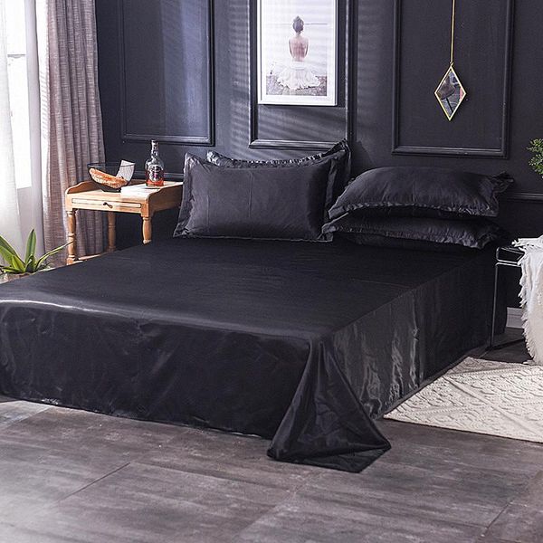 

sheets & sets wholesale satin silk white 1pcs flat sheet silky queen king bed for women men