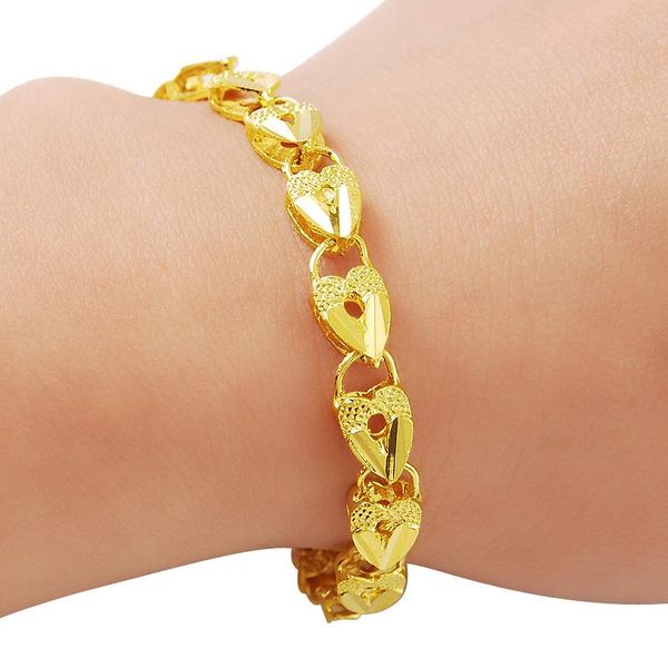 

beaded, strands 24k gold bracelet 4mm plated heart shaped car flower for woman jewelry gift, Black