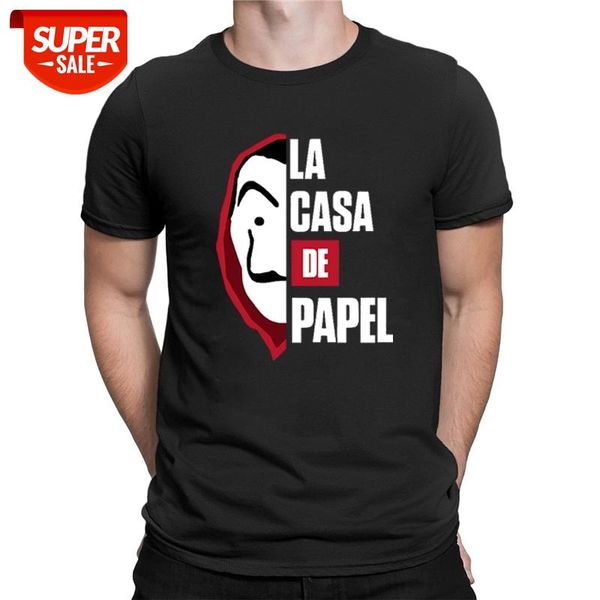 

house of paper t shirt men funny design la casa de papel money heist tees tv series t-shirt short sleeve cotton casual tee #x35p, White;black